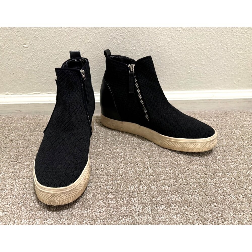 Size 9 M‎ Steve Madden Loxley Knit Wedge Sneakers Shoes Bootie Zippers Ankle